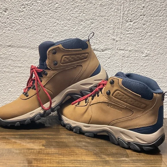 MensNewton Ridge Plus II Suede WP Hiking Boot Elk Sunset Red Tan Navy 13 - Picture 2 of 12